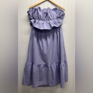 Davi‎ & Dani Lavender Seersucker Open Tie Back Strapless MIDI Dress Sz 1X
